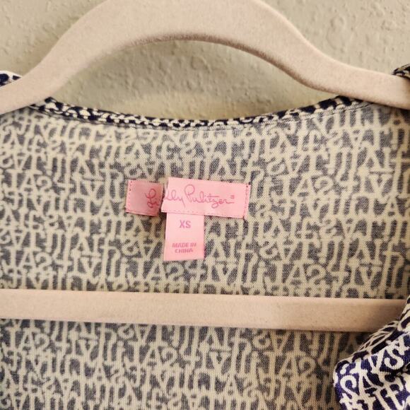 Lilly‎ Pulitzer Blaney Dress Ruffle Trim Navy Size XS - Picture 5 of 13